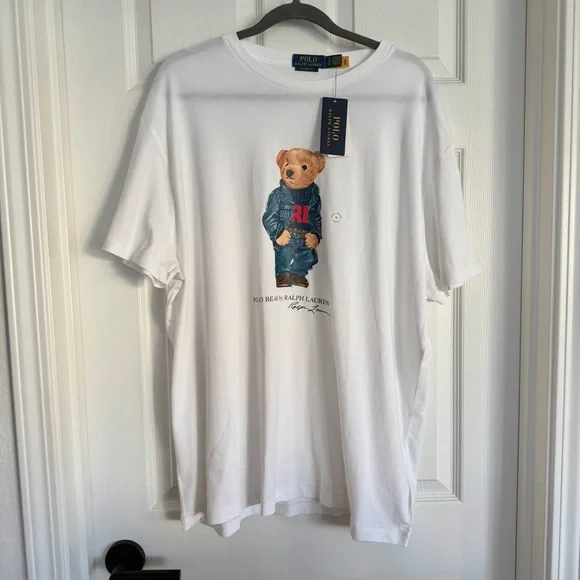 🐻 Polo Bear Ralph Lauren Denim Jacket Graphic T-Shirt Tee XL Extra Large - Picture 6 of 16